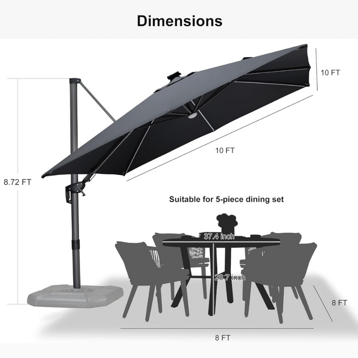 PURPLE LEAF LED Economical 10ft Patio Umbrellas Outdoor Umbrella with Lights