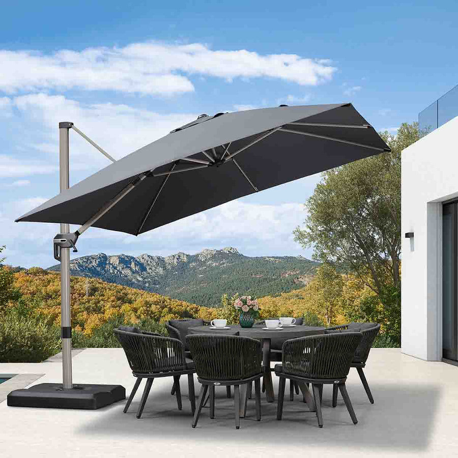 PURPLE LEAF Deluxe Aluminum Outdoor Patio Umbrella Square Cantilever Umbrellas