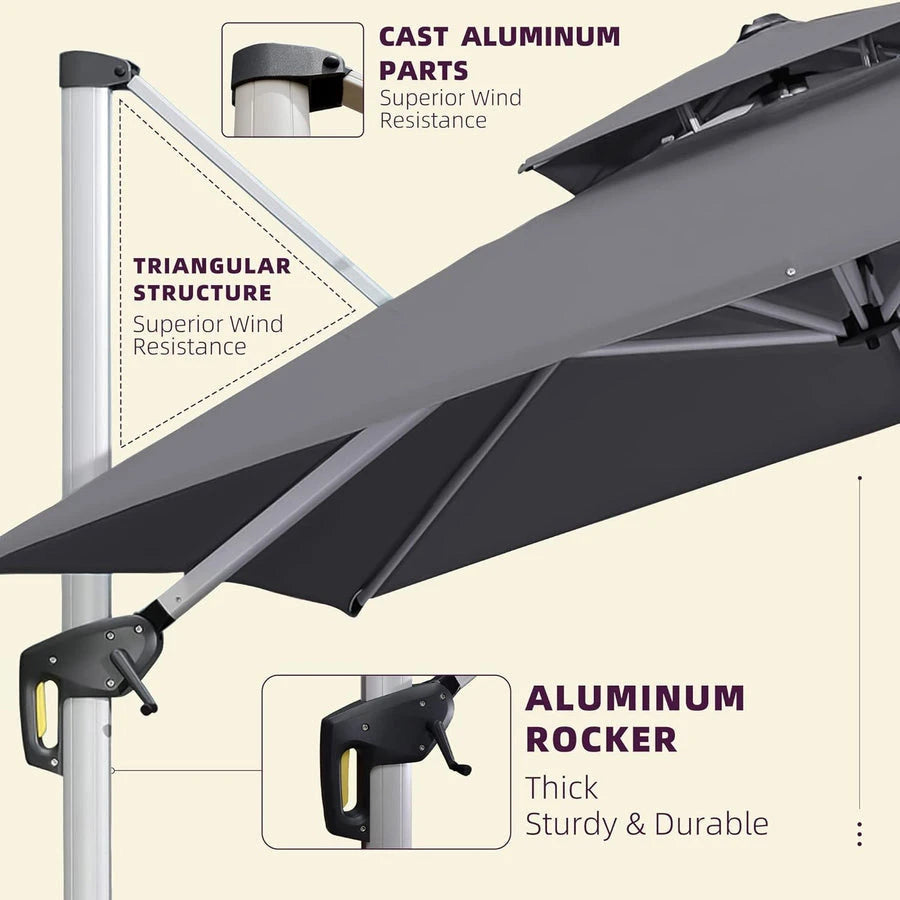 PURPLE LEAF Double Top Rectangle Outdoor Classic Umbrella