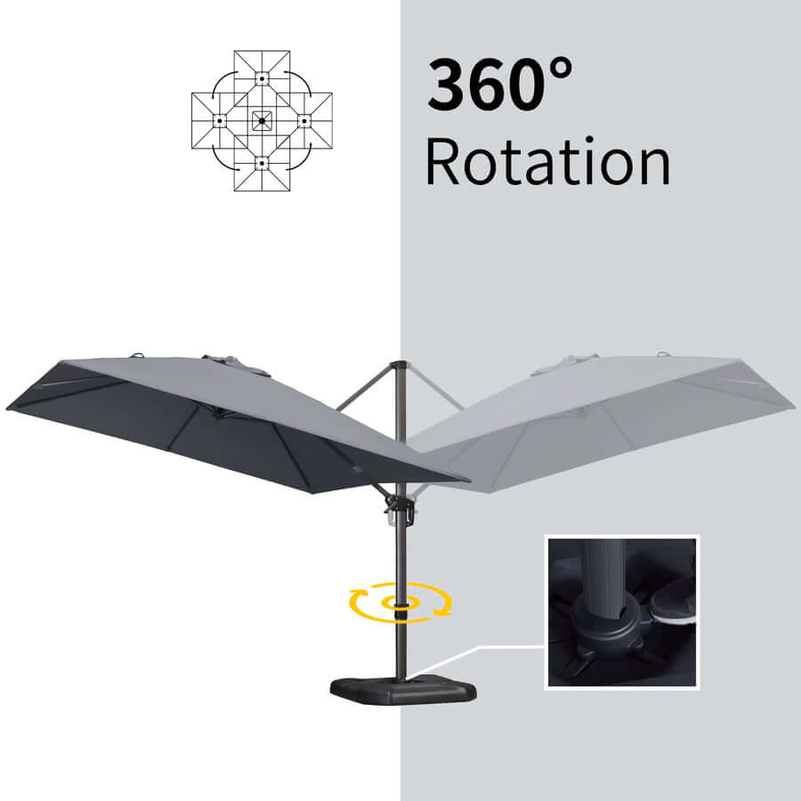 PURPLE LEAF 9 x 11.5 ft  Outdoor Umbrella Rectangle Aluminum Cantilever Umbrella with 360° Rotation for Garden  pool beach