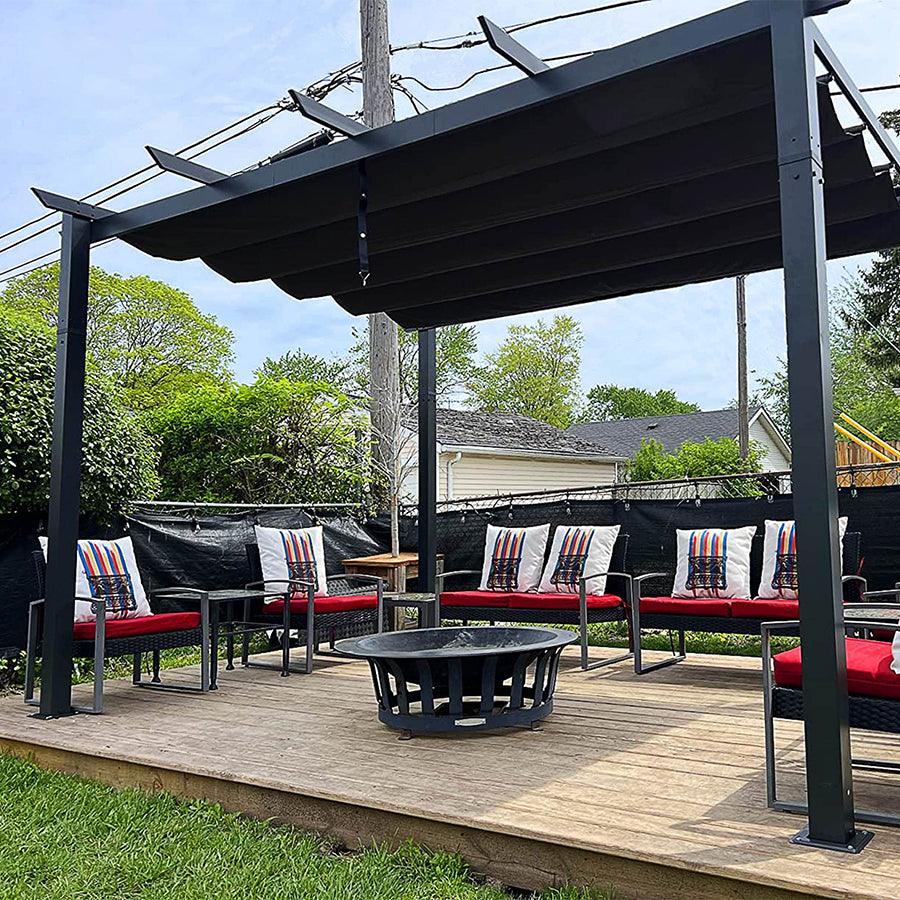 PURPLE LEAF 10 x 13 ft Outdoor Retractable Pergola Patio Shelter with Sun Shade Canopy for Garden Porch Beach