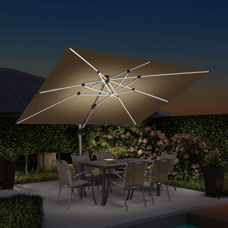 PURPLE LEAF Rectangle Outdoor Umbrellas with Lights