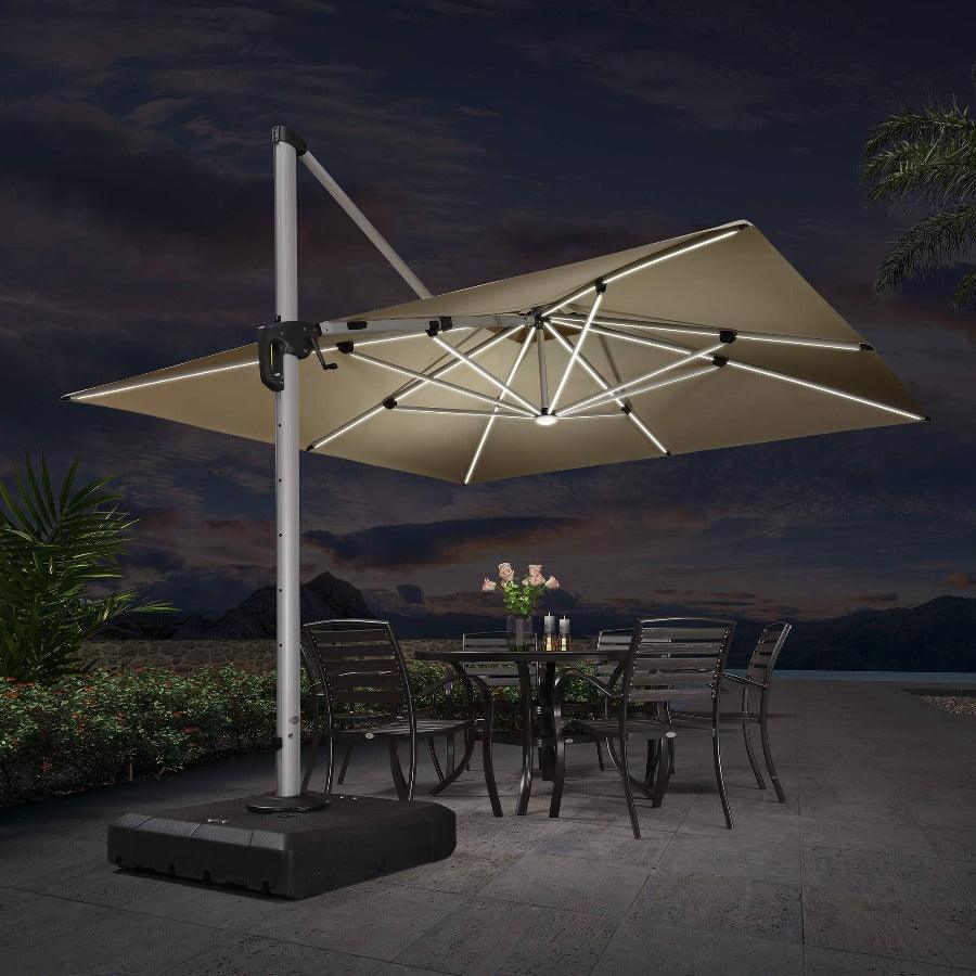 PURPLE LEAF Rectangle Outdoor Umbrellas with Lights