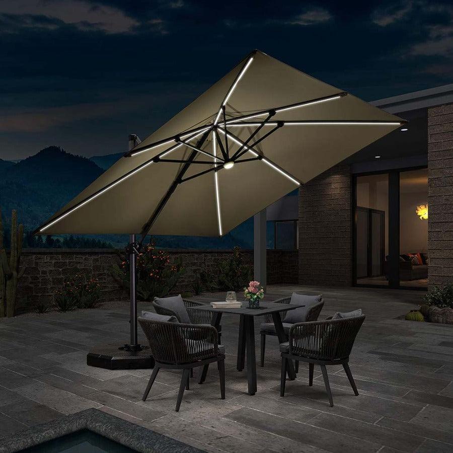 PURPLE LEAF LED Economical 10ft Patio Umbrellas Outdoor Umbrella with Lights