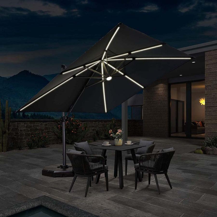 PURPLE LEAF LED Economical 10ft Patio Umbrellas Outdoor Umbrella with Lights