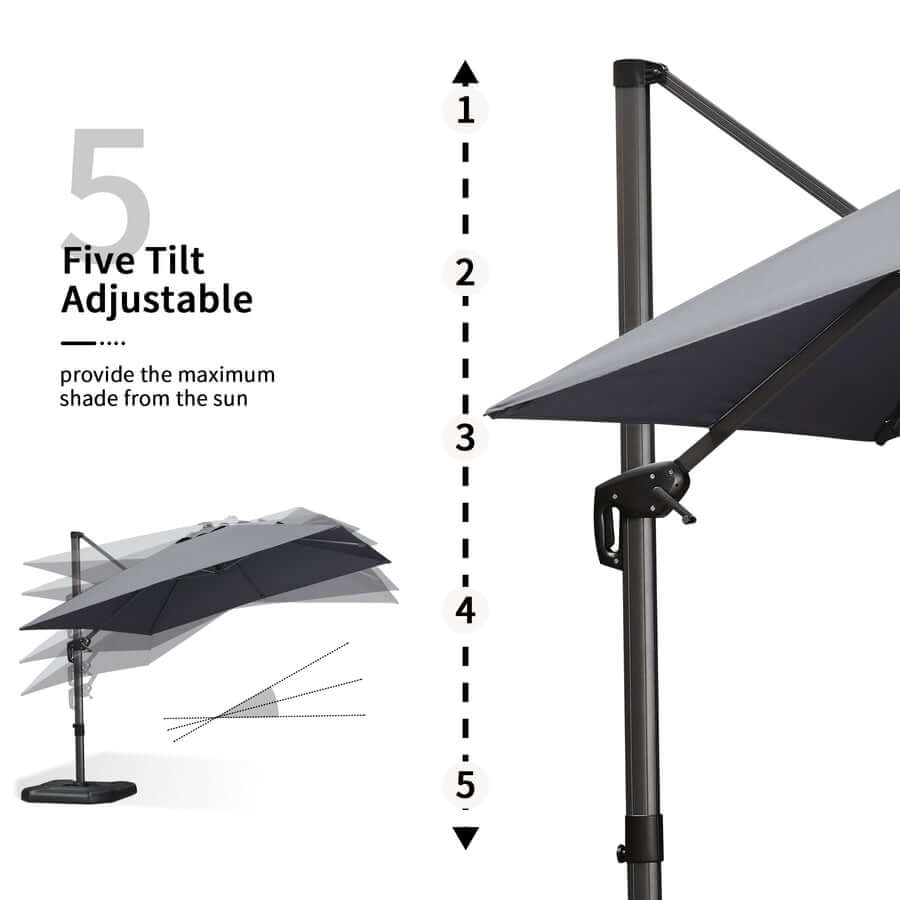 PURPLE LEAF 9 x 11.5 ft  Outdoor Umbrella Rectangle Aluminum Cantilever Umbrella with 360° Rotation for Garden  pool beach